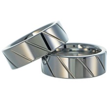 Tungsten Carbide Band Wedding Engagement Ring Pipe Cut Polished 8mm