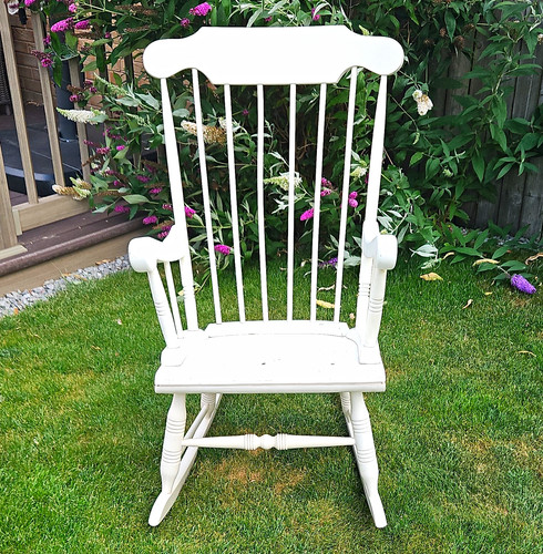 White wooden rocking - white,