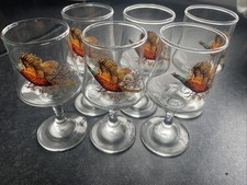 6 Vintage Glass Pheasant