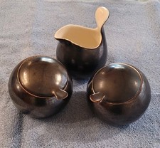 Vintage Red Wing Pottery Eva Zeisel Town Country Creamer & 2 Sugar Bowls (T2)