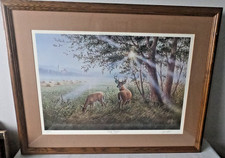 Joe Latil "Early Visitors" Whitetail Deer Print, Framed at 24" x 32"