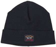 PAUL & SHARK YACHTING Men's Winter Hat Beanie Virgin Wool Acrylic Black