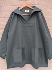 Newlyn Fisherman Smock V Neck Collared Large Green Artist Chore Jacket