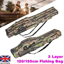 120/150cm Fishing Rod Holdall Bag Carry Case Luggage 3Layer For Rods & Reels New