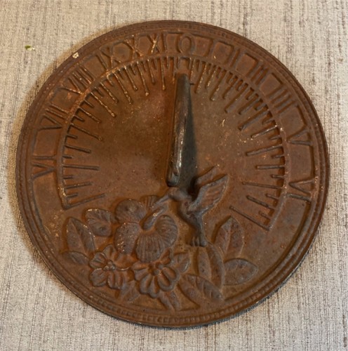 Vintage metal sundial bird - vintage, sundial,
