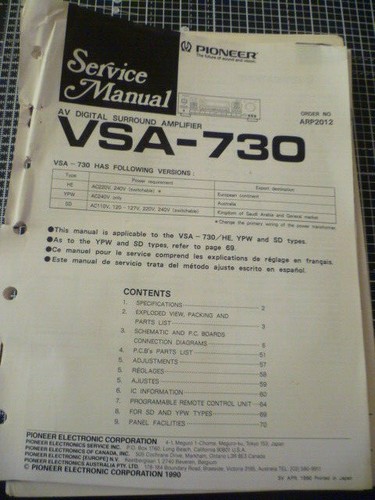 Pioneer vsa 730 surround - , av