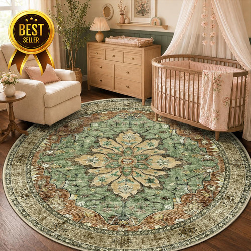 Washable area rug - round, 5ft