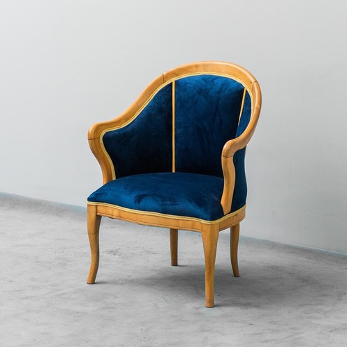 Blue velvet wood - wood, armchair