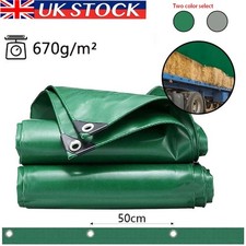 PVC 670gsm Extra Heavy Duty Tarpaulin Waterproof Ground Sheet Cover Lorry Tarp 