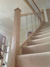 Oak and Embedded Glass Balustrade - Raking - Staircase - Modern Style