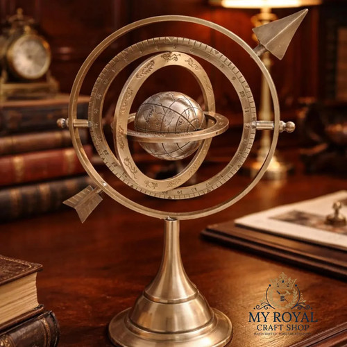 Brass armillary sphere globe