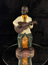 Vintage Ceramic Jazz Guitarist Figurine – Hand-Painted 1950s-60s Style 10” Tall