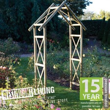 WOODEN RUSTIC ROSE ARCH GARDEN GROW FRAME PRESSURE TREATED ARCHWAY GIFT