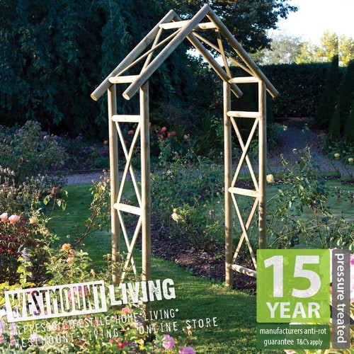 Wooden rustic garden rose arch - rustic,