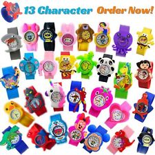 Kids Boys Girls Smart Superheroes Cartoon Gift Snap on Slap Band Quartz Watches