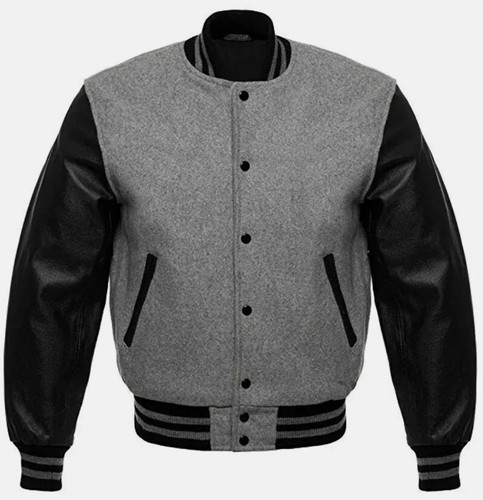 Grey wool letterman - grey,