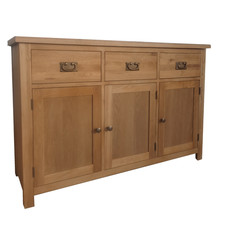 Oakcroft Rustic Oak Large Sideboard – 3 Door 3 Drawer Cabinet Fully Assembled