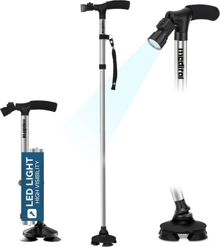 Folding walking stick with led - walking,
