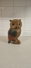 A Beautiful Large Hand Carved Wooden Owl 23cm Tall Home Decor Rustic Ornament
