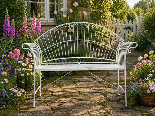 White vintage style bench - vintage,