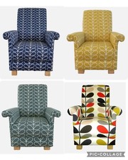 Adult Armchairs in Orla Kiely Fabrics Linear Stem Multi Stem Accent Chair Ochre