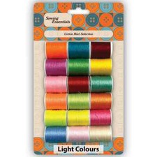 Cotton Sewing Thread 18 X 30m Reels Assorted Light Colours Set Sew Repair Poly
