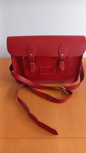 Red leather classic satchel - leather,