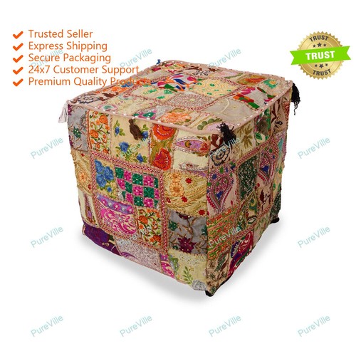 Indian handame ottoman pouf - indian,