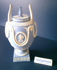 Vintage Wedgwood Blue Jasperware Greek Classical Design Vase Urn