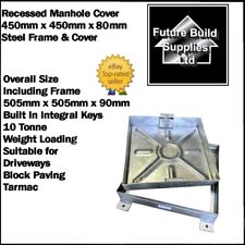 Steel Recessed Manhole Cover & Frame 505mm x 505mm x 90mm 10 Tonne Block Paving