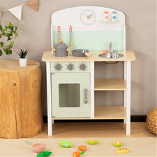 Kids Wooden Play Kitchen Perfect Christmas Gift, Includes: 9 pieces