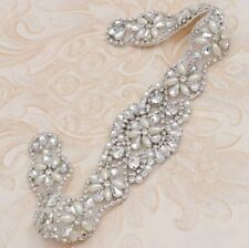 Bridal Wedding Bridesmaid Dress Silver Crystal Pearl Applique Only For Sash Belt