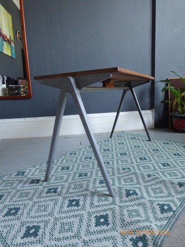 Vintage school desk side table - side,