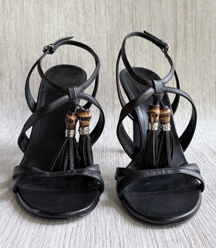 Gucci black leather - leather, bamboo