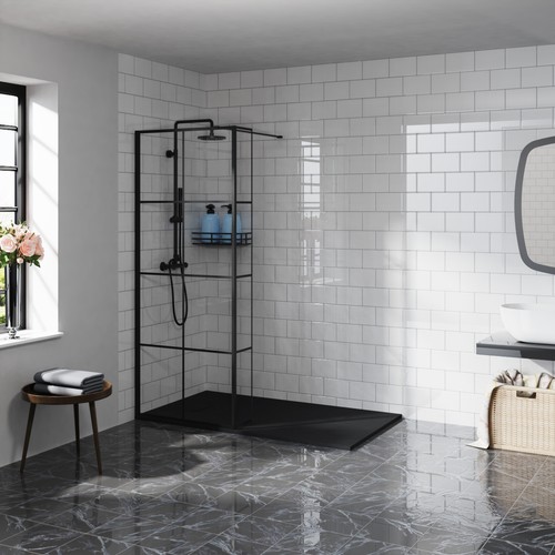 Wet room black - black, shower