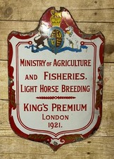 Antique Kings Premium Stallion Enamel Sign Ministry Agriculture & Fisheries 1921