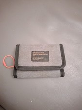 SUPERDRY Detriot Mens Wallet Gray Canvas Hook Loop Grey Zipper