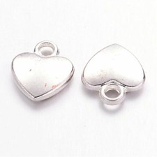 Heart Flat Charms 20pcs Silver