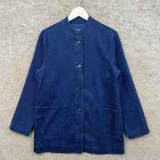 Seasalt Jacket Womens 12 Blue Alderwood Chore Utility Overcoat Mandarin Collar