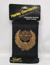 Vtg Harley Davidson Sport Wallet Light Weight  Bifold Black HD Sheild With Eagle