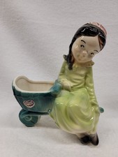 7" GIRL & WHEELBARROW PLANTER