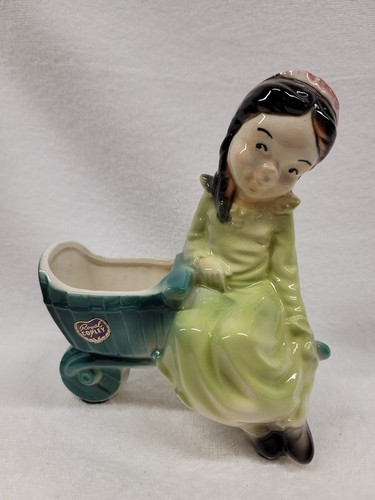 Girl wheelbarrow planter - girl,
