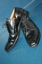 Vtg Joseph Cheaney Ewan hand made black brogue pointed shoes leather 9 revival