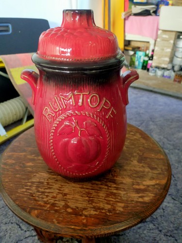 Red glazed rumtopf rum top - glazed,
