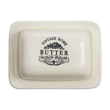 Vintage Home Cream Butter Dish With Lid Storage Tableware Dining Elegant Retro
