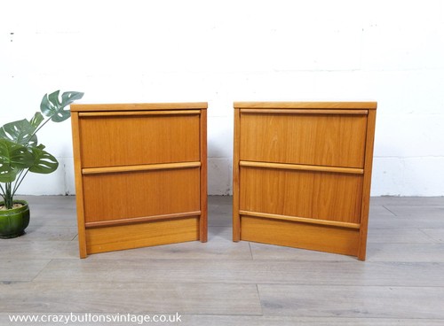 Pair jentique teak bedside - of,