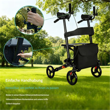 Foldable High Arthritis Rollator with Padded Forearm Rests Lightweight