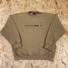 Vintage 1990s Nike Light Brown Sweatshirt Big Logo Jumper Large
