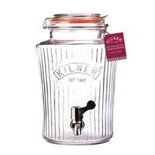Jar with Tap 5L Ribbed Glass Clip Top Beverages Water Dispenser Kitchen Party