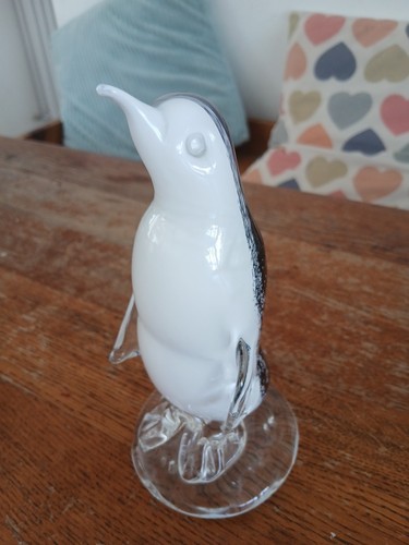 Glass penguin ornament - glass,